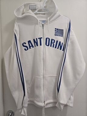 Mens Santorini Greece Zip Up Hoodie